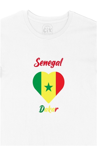 Dakar Senegal Bayraklı Kalpli Tişört