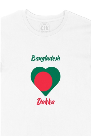 Dakka Bangladeş Bayraklı Kalpli Tişört