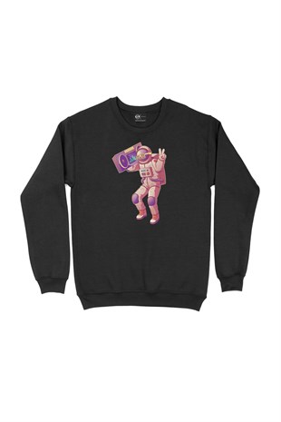 Dans Eden Astronot Siyah Sweatshirt