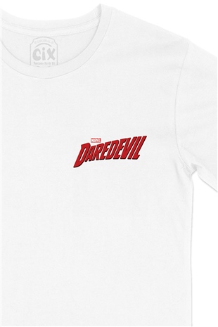Daredevil Cep Logo Tasarımlı Beyaz Tişört