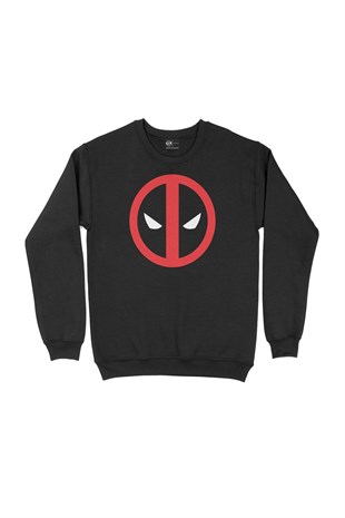 Deadpool Maskeli Siyah Sweatshirt