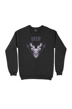 Deer Geyik Siyah Sweatshirt