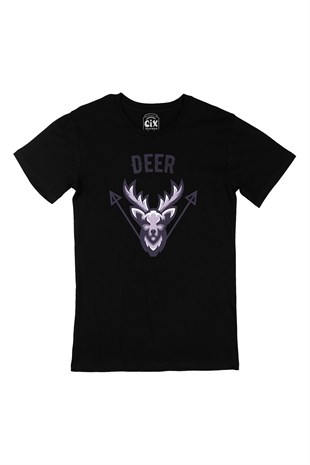 Deer Geyik Siyah Tişört