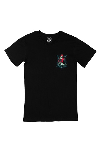 Derby Girl Cep Logo Tasarımlı Siyah Tişört