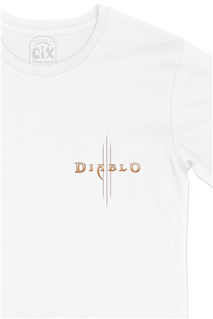 Diablo Cep Logo Tasarımlı Beyaz Tişört