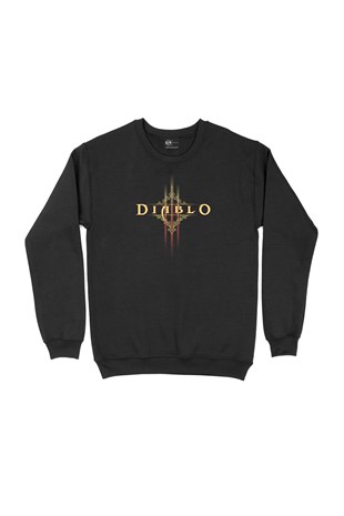 Diablo Tasarımlı Siyah Sweatshirt
