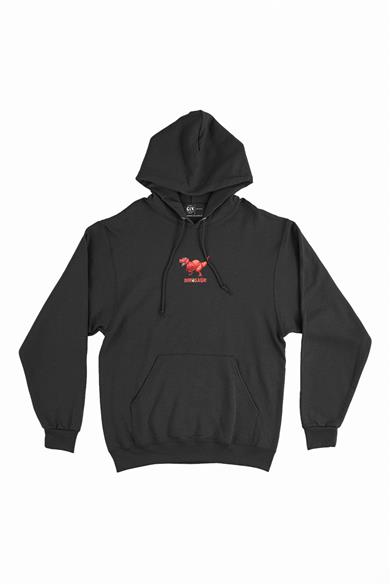 Dinozor Park Kırmızı Minimal Kapşonlu Sweatshirt Hoodie