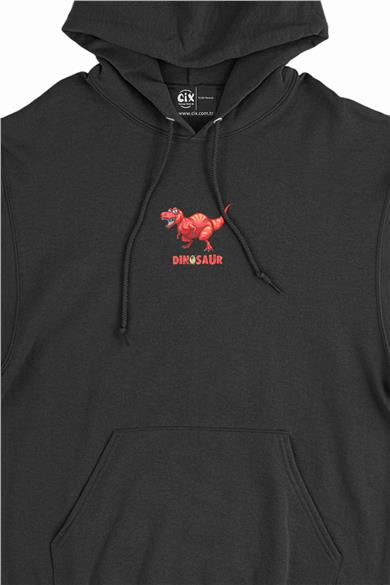 Dinozor Park Kırmızı Minimal Kapşonlu Sweatshirt Hoodie