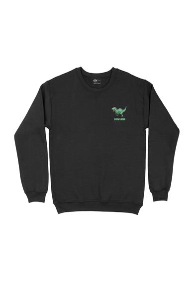 Dinozor Park Yeşil Cep Tasarım Baskılı Sweatshirt