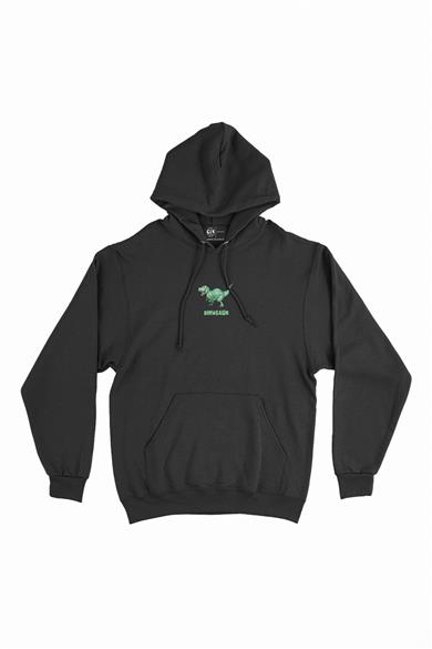 Dinozor Park Yeşil Minimal Kapşonlu Sweatshirt Hoodie