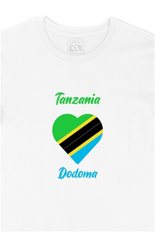 Dodoma Tanzanya Bayraklı Kalpli Tişört