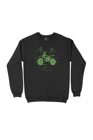 Doğadaki Bisiklet Siyah Sweatshirt