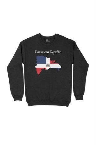 Dominik Haritalı ve Bayraklı Siyah Sweatshirt