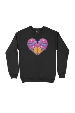 Dondurma Aşkı Siyah Sweatshirt