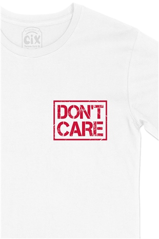 Dont Care Cep Logo Tasarımlı Beyaz Tişört