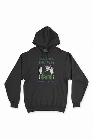 Dont Need Life Siyah Kapşonlu Sweatshirt Hoodie
