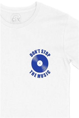 Dont Stop The Music Cep Logo Tasarımlı Beyaz Tişört
