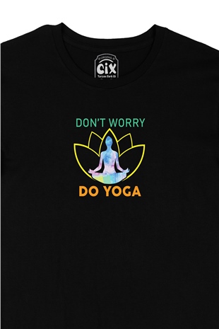 Dont Worry Do Yoga Siyah Tişört