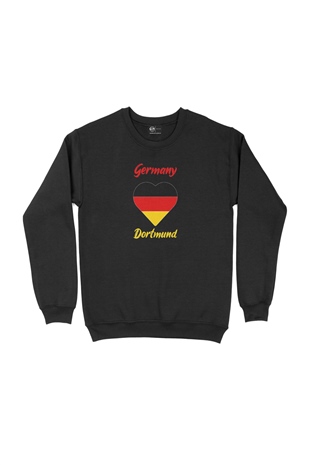 Dortmund Almanya Bayraklı Kalpli Siyah Sweatshirt