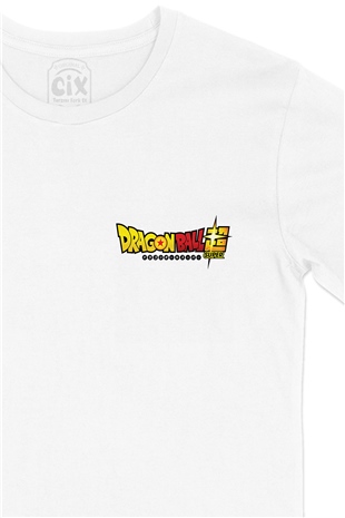Dragol Ball Super Cep Logo Tasarımlı Beyaz Tişört