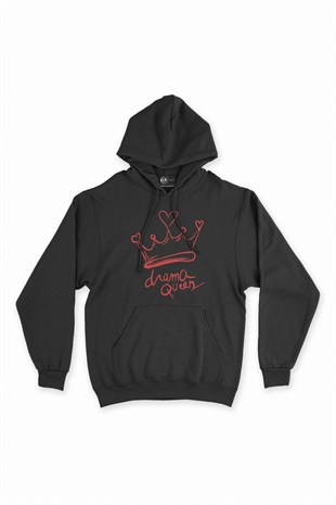 Drama Queen Siyah Kapşonlu Sweatshirt Hoodie