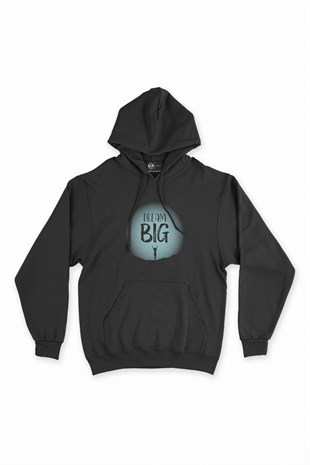 Dream Big Siyah Kapşonlu Sweatshirt Hoodie