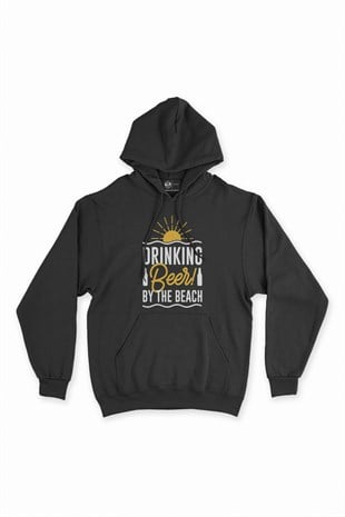 Drinking Beer Siyah Kapşonlu Sweatshirt Hoodie