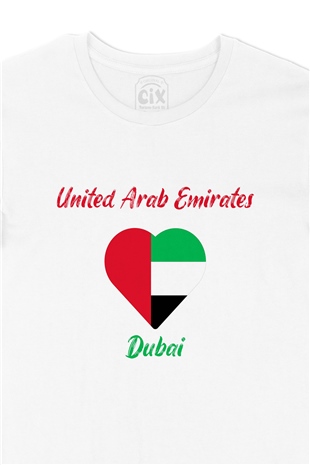 Dubai Bayraklı Kalpli Tişört