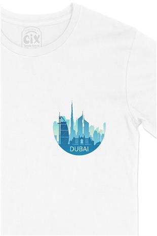 Dubai Cep Logo Tasarımlı Beyaz Tişört