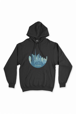 Dubai Siyah Kapşonlu Sweatshirt Hoodie