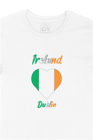 Dublin İrlanda Bayraklı Kalpli Tişört