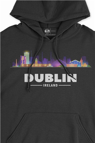 Dublin İrlanda Manzaralı Siyah Sweatshirt Hoodie