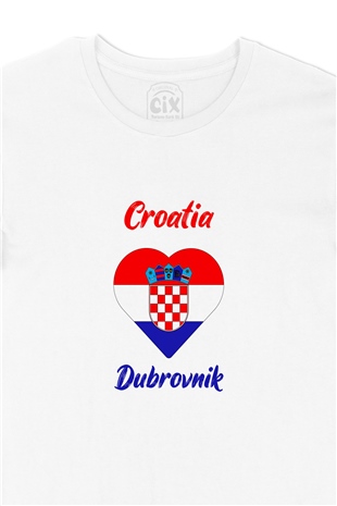 Dubrovnik Hırvatistan Bayraklı Kalpli Tişört