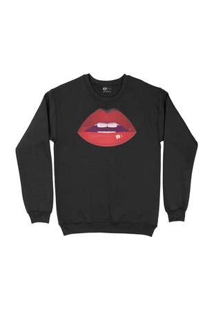 Dudak ve Diş Siyah Sweatshirt