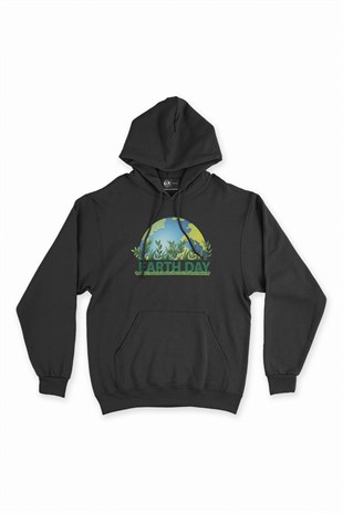 Dünya Günü Siyah Kapşonlu Sweatshirt Hoodie