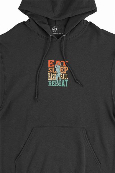 Eat Sleep Basketball Minimal Kapşonlu Sweatshirt Hoodie