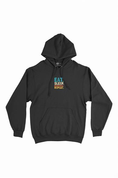 Eat Sleep Repeat Bassket Minimal Kapşonlu Sweatshirt Hoodie