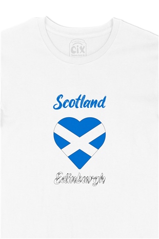 Edinburgh İskoçya Bayraklı Kalpli Tişört