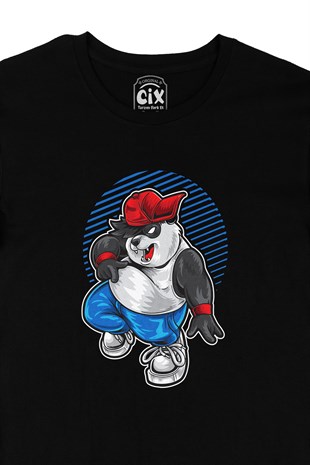Eğlenen Panda Siyah Tişört