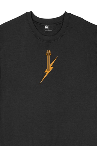 Elektro Gitar Tasarım Siyah Sweatshirt