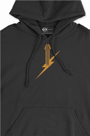 Elektro Gitar Tasarım Siyah Sweatshirt Hoodie