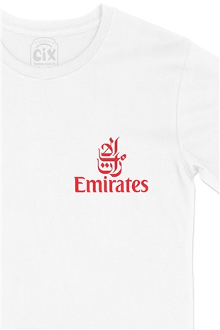 Emirates Cep Logo Tasarımlı Beyaz Tişört