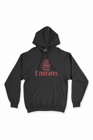 Emirates Siyah Kapşonlu Sweatshirt Hoodie