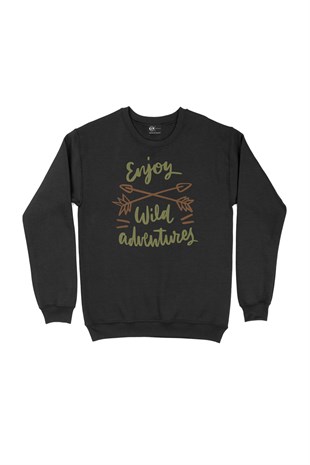 Enjoy Wild Adventures Siyah Sweatshirt