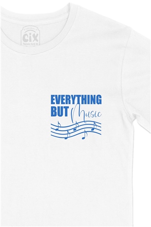 Everything But Music Cep Logo Tasarımlı Beyaz Tişört