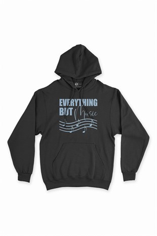Everything But Music Siyah Kapşonlu Sweatshirt Hoodie