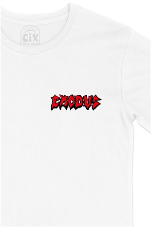 Exodus Cep Logo Tasarımlı Beyaz Tişört
