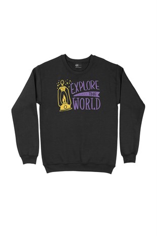 Explore The World Siyah Sweatshirt