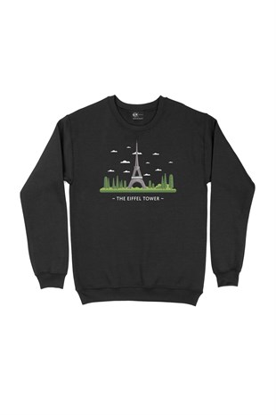 Eyfel Kulesi Siyah Sweatshirt