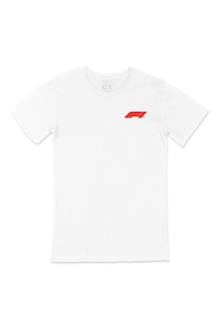 F1 Cep Logo Tasarımlı Beyaz Tişört